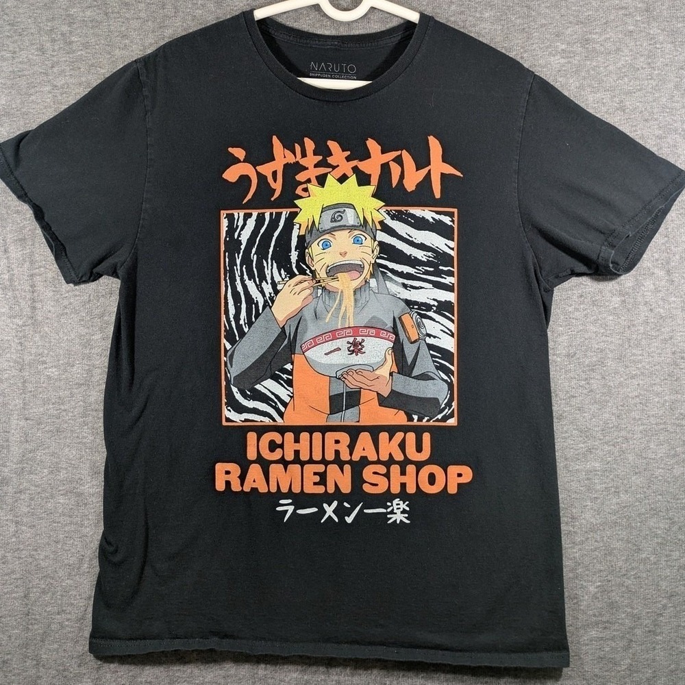 2007 Naruto Shippuden Collection Ichiraku Ramen Shop Black Men's T-Shirt Size L